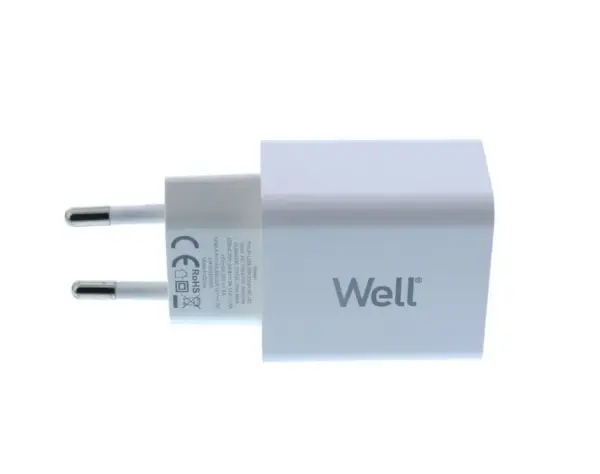 Incarcator retea Well 1x USB-A QC3.0 1x USB-C PD 30W alb PSUP-USB-WPQ3001WE-WL - imagine 2