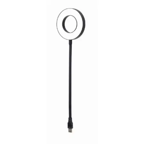 Lampa LED alb rece 6500K 3W 3.5"cu mufa USB 30cm 5V negru GEMBIRD NL-LEDRING-01