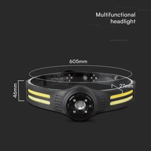 Lanterna frontala LED 3W + 5W LED COB IP43 acumulator /incarcate USB-C V-tac SKU-23340 - imagine 2