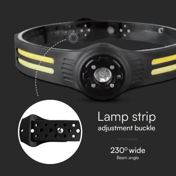 Lanterna frontala LED 3W + 5W LED COB IP43 acumulator /incarcate USB-C V-tac SKU-23340 - imagine 5