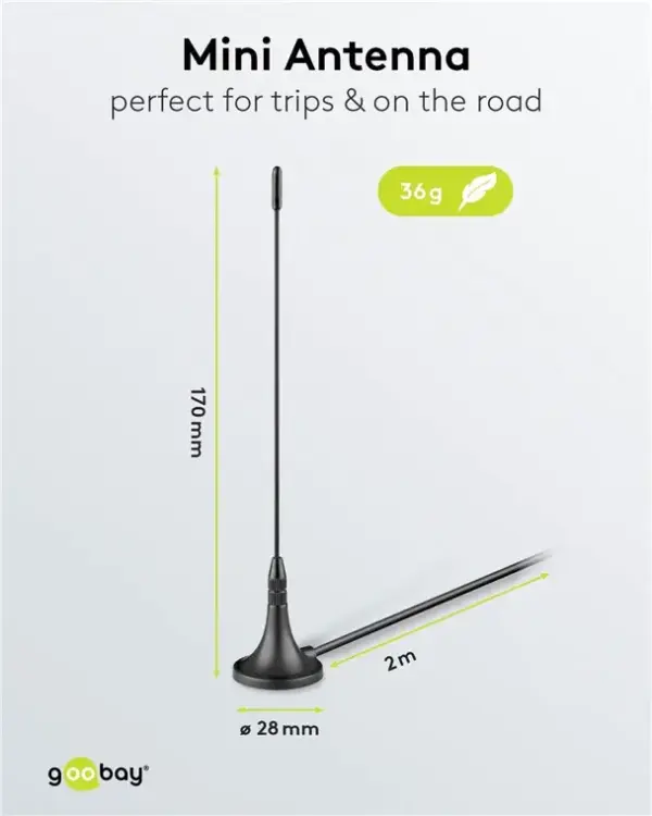 Mini antena magnetica pasiva DVB-T2 HD FM DAB Goobay 67090 - imagine 3
