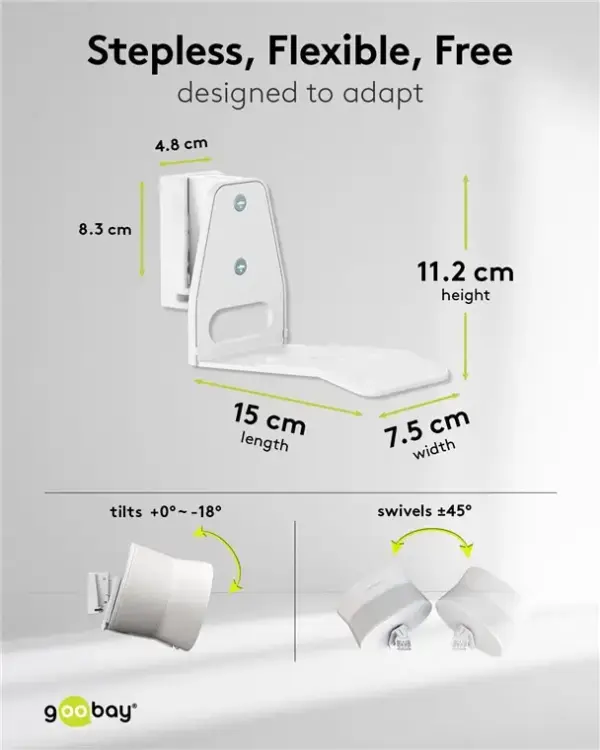 Set suport difuzor de perete Modern Sonos Era 300 Flex alb Goobay 71984 - imagine 3
