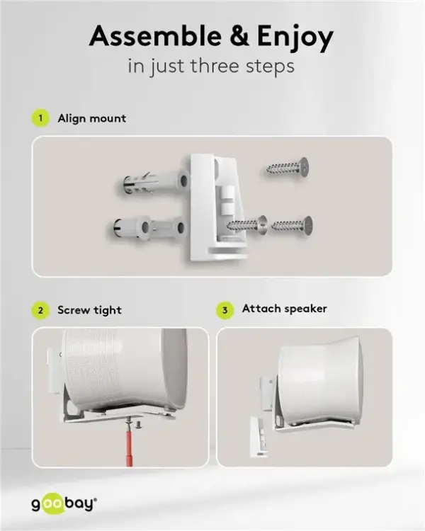 Set suport difuzor de perete Modern Sonos Era 300 Flex alb Goobay 71984 - imagine 4