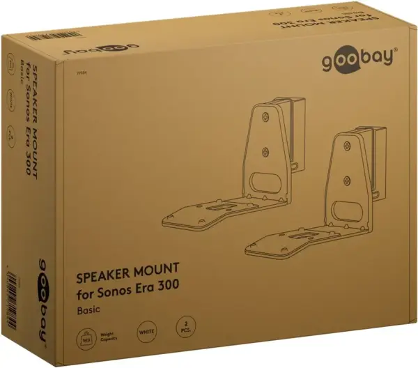 Set suport difuzor de perete Modern Sonos Era 300 Flex alb Goobay 71984 - imagine 8