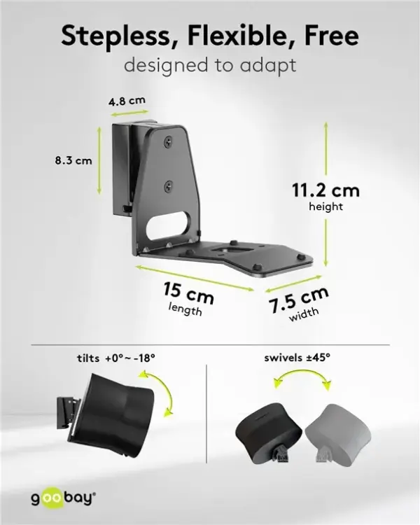 Set suport difuzor de perete Modern Sonos Era 300 Flex negru Goobay 71194 - imagine 3