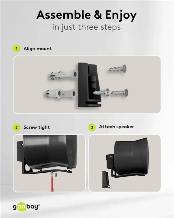 Set suport difuzor de perete Modern Sonos Era 300 Flex negru Goobay 71194 - imagine 4