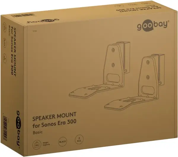 Set suport difuzor de perete Modern Sonos Era 300 Flex negru Goobay 71194 - imagine 8