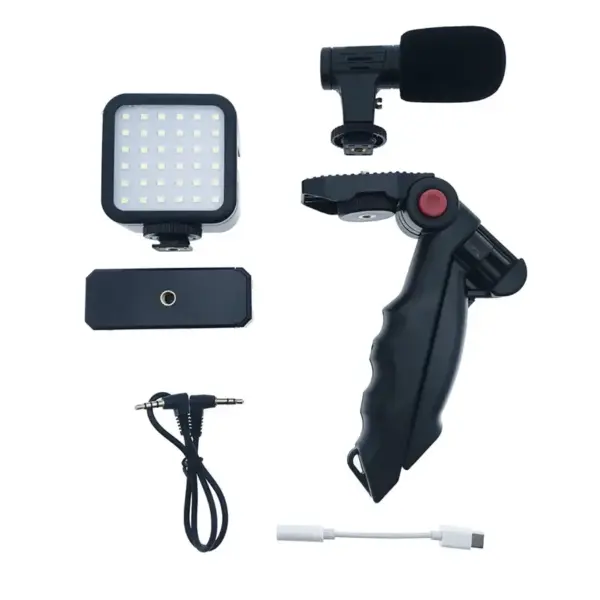 Set Vlogging 4 in 1 PLATINET PMVG4IN1 Microfon /Lumina video LED /Suport smartphone /Trepied - imagine 5