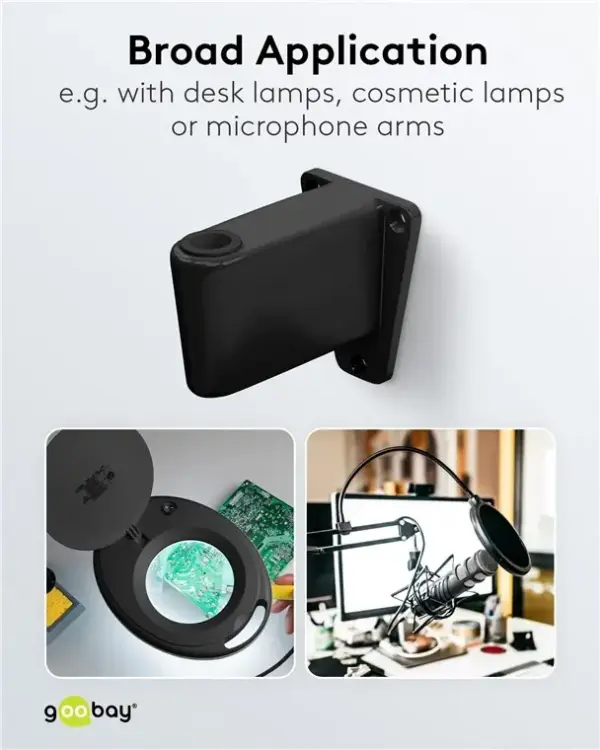 Suport de perete pentru lampa cu lupa negru pentru cod 65575 /64986 /64988 /64989 Goobay 64991 - imagine 4