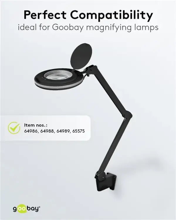 Suport de perete pentru lampa cu lupa negru pentru cod 65575 /64986 /64988 /64989 Goobay 64991 - imagine 5