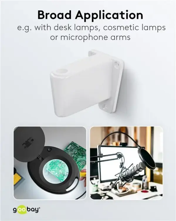 Suport de perete pentru lampa cu lupa pentru cod 60360 /60361 /60362 /60364 alb Goobay 55771 - imagine 3