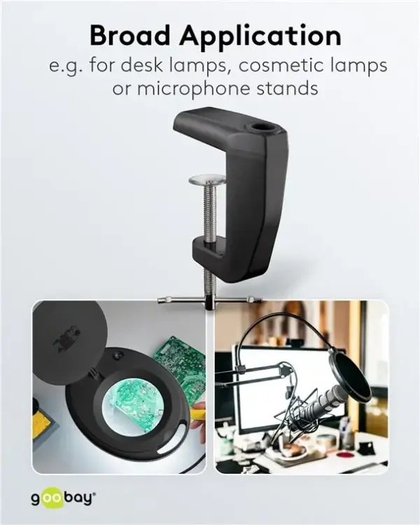 Suport prindere birou negru rezerva pentru lampa de lucru pentru cod 65575 /64986 /64988 /64990 Goobay 64987 - imagine 2