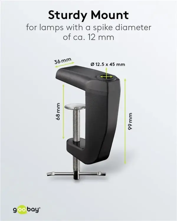 Suport prindere birou negru rezerva pentru lampa de lucru pentru cod 65575 /64986 /64988 /64990 Goobay 64987 - imagine 5